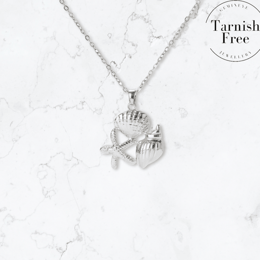 Silver Starfish Shell Necklace - Gemineye Jewellery