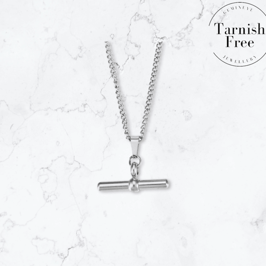 Silver T - Bar Necklace - Gemineye Jewellery