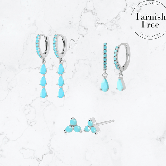 Silver Teal Stacker Set - Gemineye Jewellery