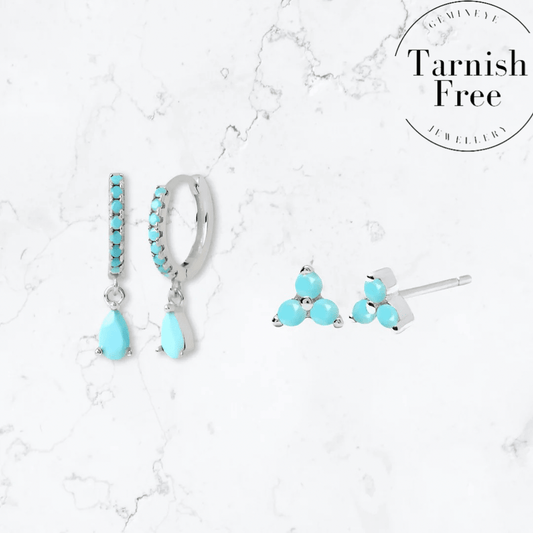 Silver Teal Stacker Set - Gemineye Jewellery