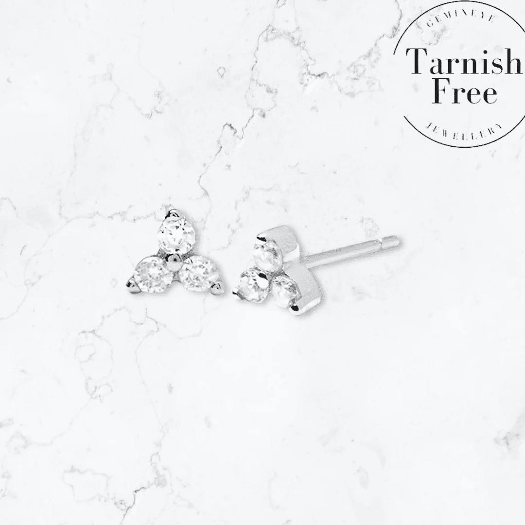 Silver Triangle Crystal Studs - Gemineye Jewellery