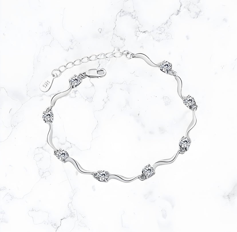 Silver White Crystal Bracelet - Gemineye Jewellery